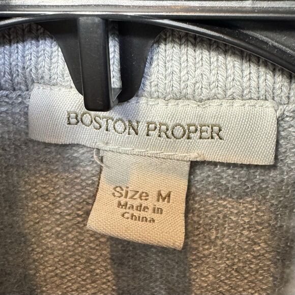 Boston Proper Cashmere Silk Blend Cardigan Jacket Size M Gray Zip Snap Pockets - Picture 5 of 6